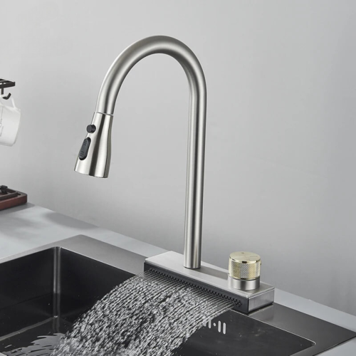 Змішувач під мийку "Водоспад" ZS84 Platinum (brushed)