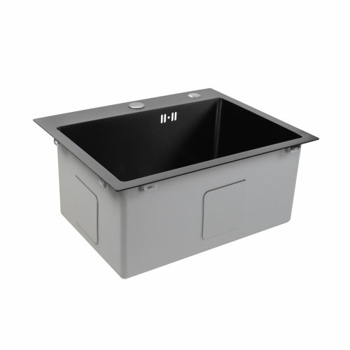 Кухонная мойка 50*45 PVD черная Platinum Handmade (сифон круглый черный, 3,0/0,8)