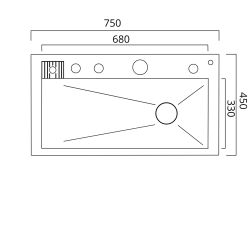 Кухонная мойка 75*45М PVD черная Platinum Handmade "Водопад"