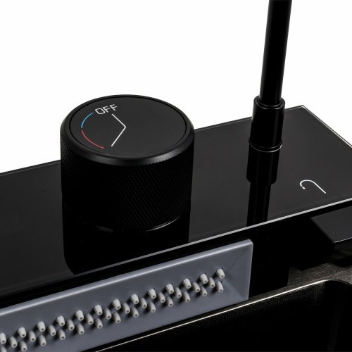 Кухонная мойка 75*45М PVD черная Platinum Handmade "Водопад"