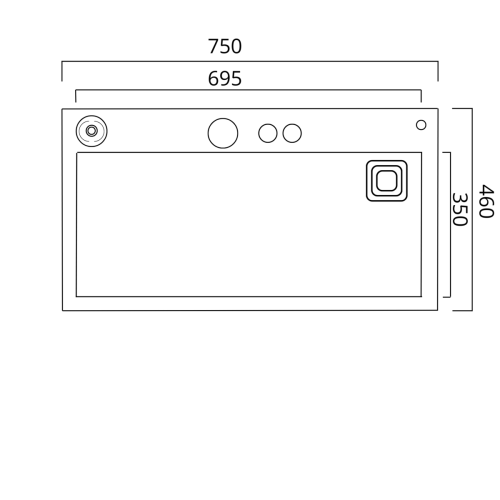 Кухонная мойка 75*46D PVD серая Platinum Handmade "ВОДОСПАД"