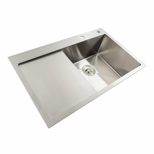 Кухонная мойка нержавейка 78*48 R Platinum Handmade (два отверстия, круглый сифон 3,0/0,8)