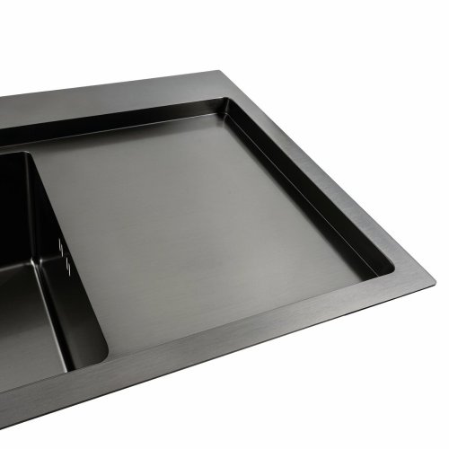 Кухонная мойка черная PVD 78*43 L Platinum Handmade (два отверстия, круглый сифон 3,0/0,8)