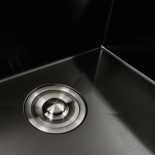 Кухонная мойка черная PVD 78*43 L Platinum Handmade (два отверстия, круглый сифон 3,0/0,8)