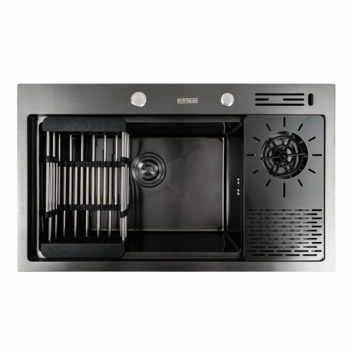 Кухонна мийка чорна PVD 78*46 Platinum Handmade