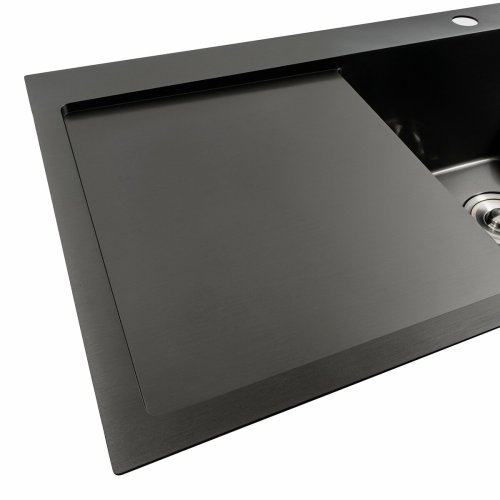 Кухонная мойка черная PVD 78*48 R Platinum Handmade (два отверстия, круглый сифон 3,0/0,8)