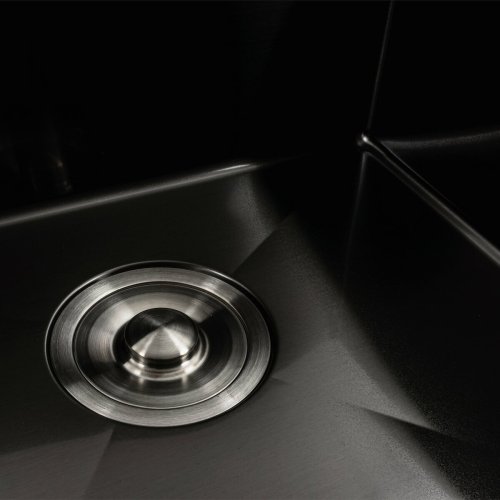 Кухонная мойка черная PVD 78*48 R Platinum Handmade (два отверстия, круглый сифон 3,0/0,8)