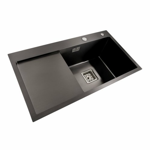 Мойка PVD Platinum Handmade 780x430x220 R черная (квадратный сифон, 3.0/1.0)