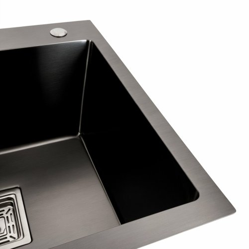 Мойка PVD Platinum Handmade 780x430x220 R черная (квадратный сифон, 3.0/1.0)