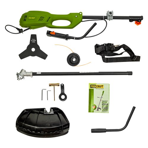 Коса электро Procraft GT2200 + Диск 3T тонкий + шпуля паук + 2 лески круг 2мм 15м