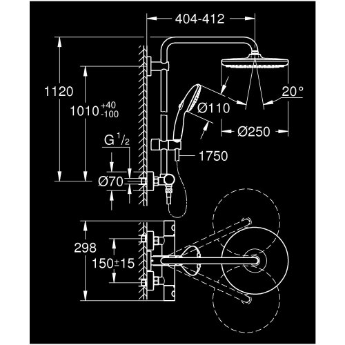 Душевая система Grohe QuickFix Vitalio Start System 250 26678001