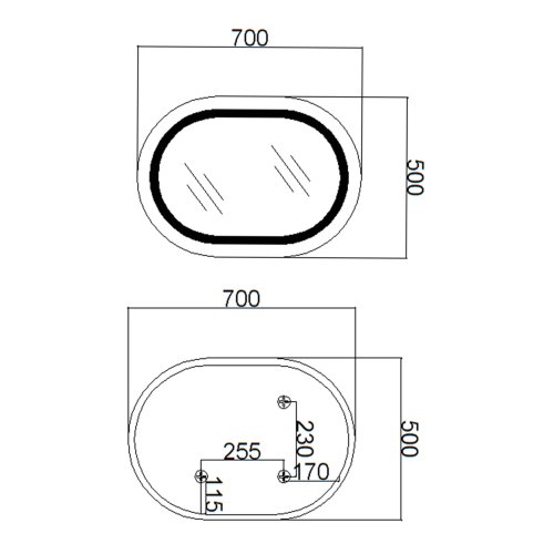 Зеркало Qtap Gemini 500х700 с LED-подсветкой Touch, с антизапотеванием, с димером, рег. темп. цвета (3000-6500K) Reverse QT2578R5070
