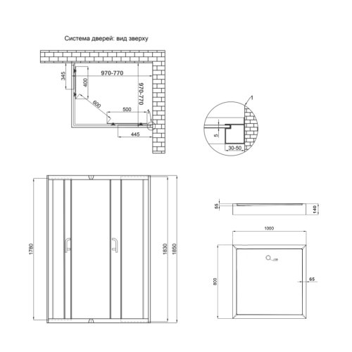Душевая кабина Lidz Wawel SC100x80.SAT.LOW.FR, стекло Frost 5 мм + Lidz Душевой поддон KAPIELKA ST100x80х14
