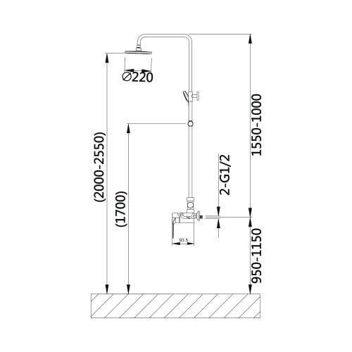 Душевая система для душа Qtap Jay на два потребителя QTJAY110CRM45544 Chrome
