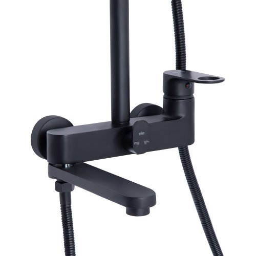 Душевая система универсальная Qtap Jay на три потребителя (с изливом) QTJAY111BLM45549 Black Matt