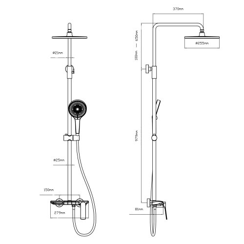 Душевая система универсальная Qtap Slavonice на три потребителя (с изливом) QTSLA111BLM45906 Black Matt