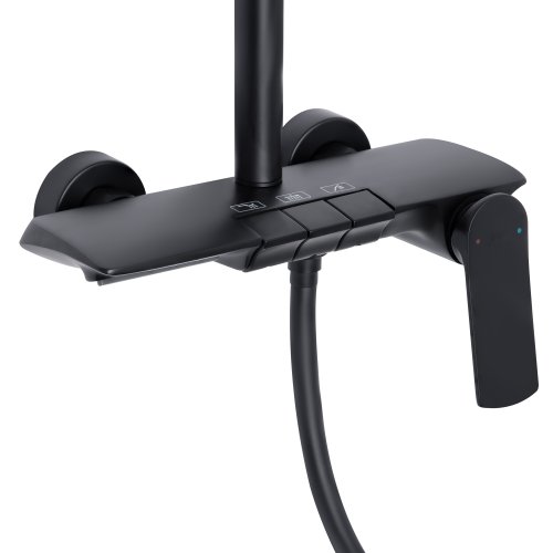 Душевая система универсальная Qtap Slavonice на три потребителя (с изливом) QTSLA111BLM45906 Black Matt