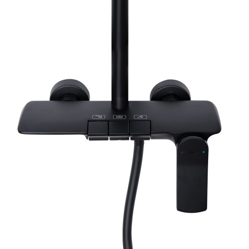 Душевая система универсальная Qtap Slavonice на три потребителя (с изливом) QTSLA111BLM45906 Black Matt