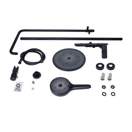 Душевая система универсальная Qtap Slavonice на три потребителя (с изливом) QTSLA111BLM45906 Black Matt