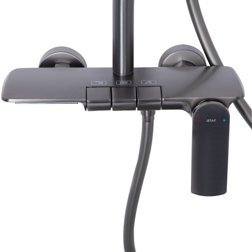 Душевая система универсальная Qtap Slavonice на три потребителя (с изливом) QTSLA111GMB45905 Gunmetal Black PVD