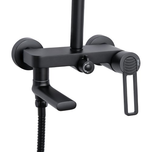 Душевая система универсальная Qtap Taurus на три потребителя (с изливом) QTTAU111BLM45666 Black Matt