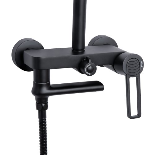 Душевая система универсальная Qtap Taurus на три потребителя (с изливом) QTTAU111BLM45666 Black Matt