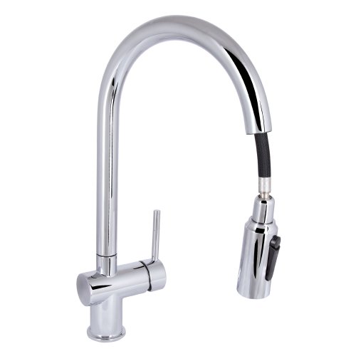 Смеситель для кухни Qtap Rozcesti с выдвижным изливом с подключением для питьевой воды QTROZ366CRM45938 Chrome