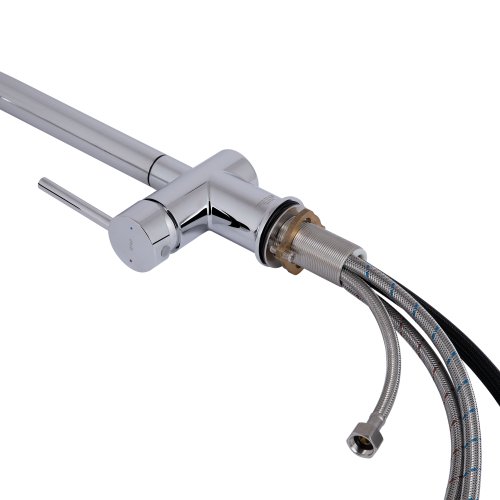 Смеситель для кухни Qtap Rozcesti с выдвижным изливом с подключением для питьевой воды QTROZ366CRM45938 Chrome