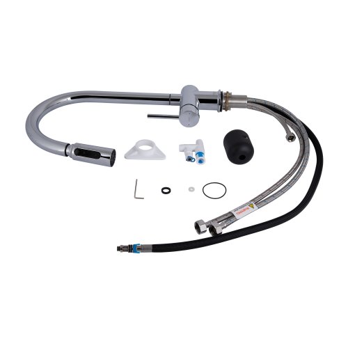 Смеситель для кухни Qtap Rozcesti с выдвижным изливом с подключением для питьевой воды QTROZ366CRM45938 Chrome