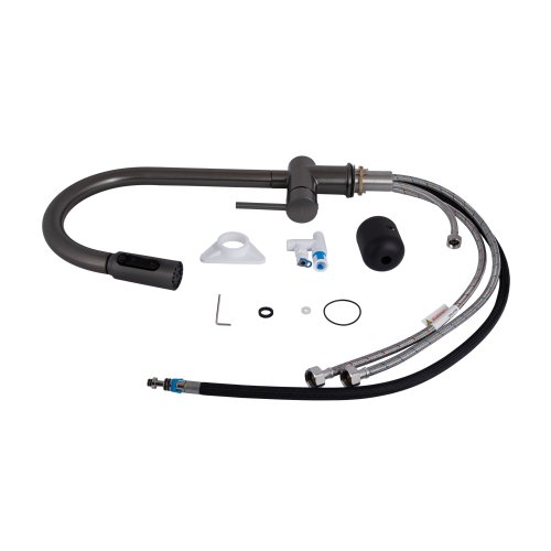 Смеситель для кухни Qtap Rozcesti с выдвижным изливом с подключением для питьевой воды QTROZ366GMB45939 Gunmetal Black PVD