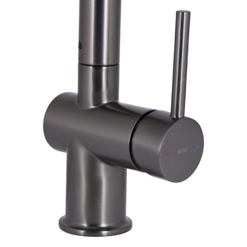 Смеситель для кухни Qtap Rozcesti с выдвижным изливом с подключением для питьевой воды QTROZ367GMB45942 Gunmetal Black PVD