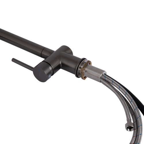 Смеситель для кухни Qtap Rozcesti с выдвижным изливом с подключением для питьевой воды QTROZ367GMB45942 Gunmetal Black PVD