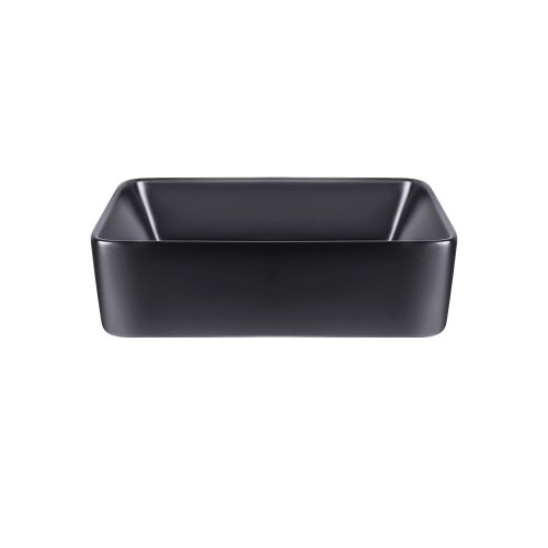 Комплект Qtap Tern: Раковина накладная прямоугольная 475х370х140 мм Matt Black + Донный клапан PU03