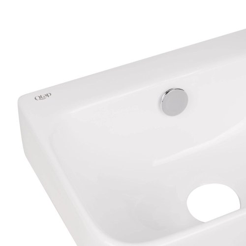 Комплект Qtap Tern: Раковина подвесная прямоугольная правая 450х260х155 мм White + Донный клапан PU02O