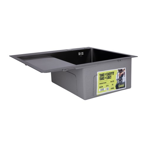 Мойка для кухни интегрированная Lidz Handmade H6350BL крыло слева (LDH6350BRUL45589) Brushed Black PVD 3,0/1,0 мм