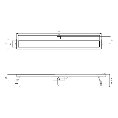 Трап из нержавеющей стали Qtap Taurus FA700MBLA линейный с сухим затвором