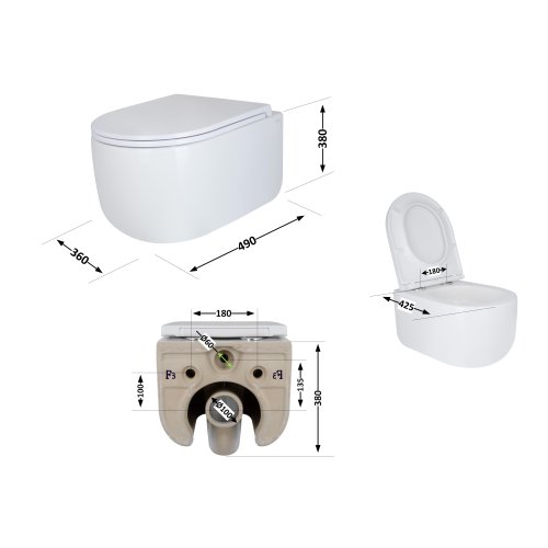 Унитаз подвесной Qtap Taurus безободочный с сиденьем Soft-close QT2433084EUQW