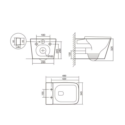 Унитаз подвесной Qtap Tern New Ultra Quiet безобедочный с сиденьем Soft-close MATT BLACK QT17332303ASMB