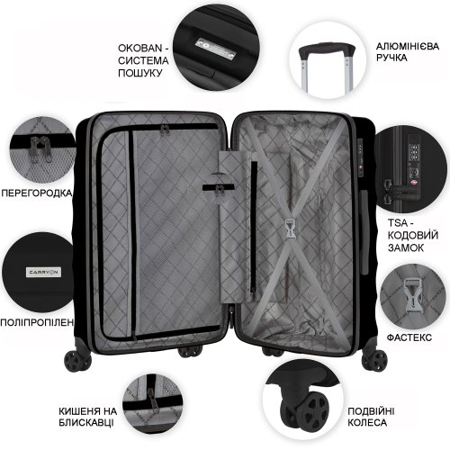 Чемодан CarryOn Porter (L) Black (502445)