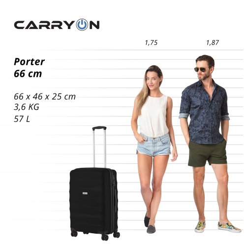 Чемодан CarryOn Porter (M) Black (502444)