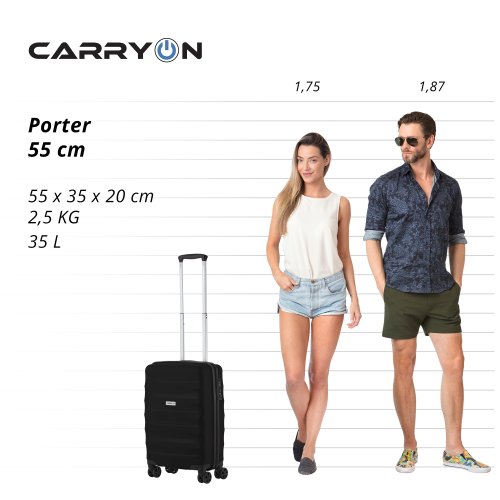 Чемодан CarryOn Porter (S) Black (502443)