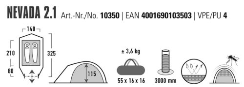Намет двомісний High Peak Nevada 2.1 Deep Forest (10350)