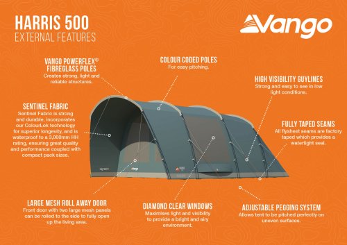 Палатка пятиместная Vango Harris 500 Mineral Green (TETHARRIS000002)