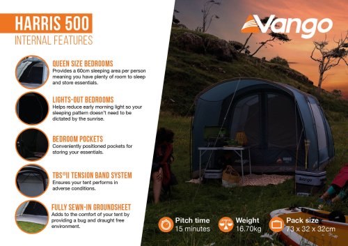 Палатка пятиместная Vango Harris 500 Mineral Green (TETHARRIS000002)