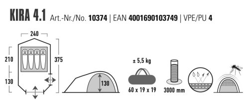 Намет чотиримісний High Peak Kira 4.1 Deep Forest (10374)