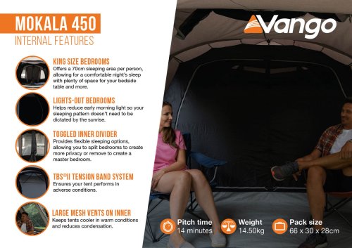 Палатка четырехместная Vango Mokala 450 Mineral Green (TETMOKALA000001)