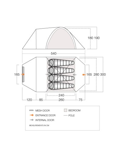 Палатка четырехместная Vango Mokala 450 Mineral Green (TETMOKALA000001)