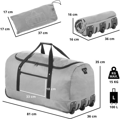 Сумка дорожня на колесах TravelZ Wheelbag 100 Liter Grey (603092)