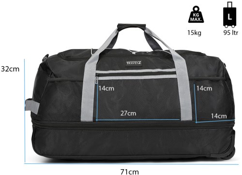Сумка дорожная на колесах TravelZ Wheelbag Doubleloader foldable black 80(95)L (603096)
