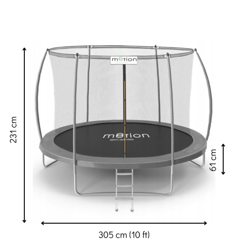 Батут Jumi Motion Sport Line Premium 10ft (305см) с внутренней сеткой серый